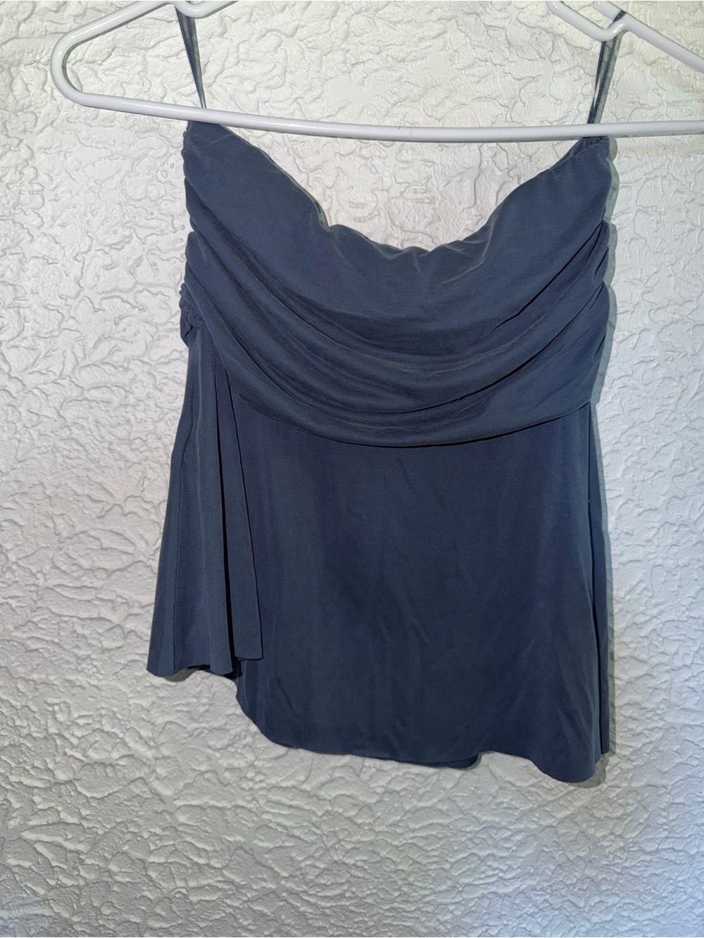 ZARA Slate Blue Asymmetric Draped Cowl Strapless Cami Top Size M